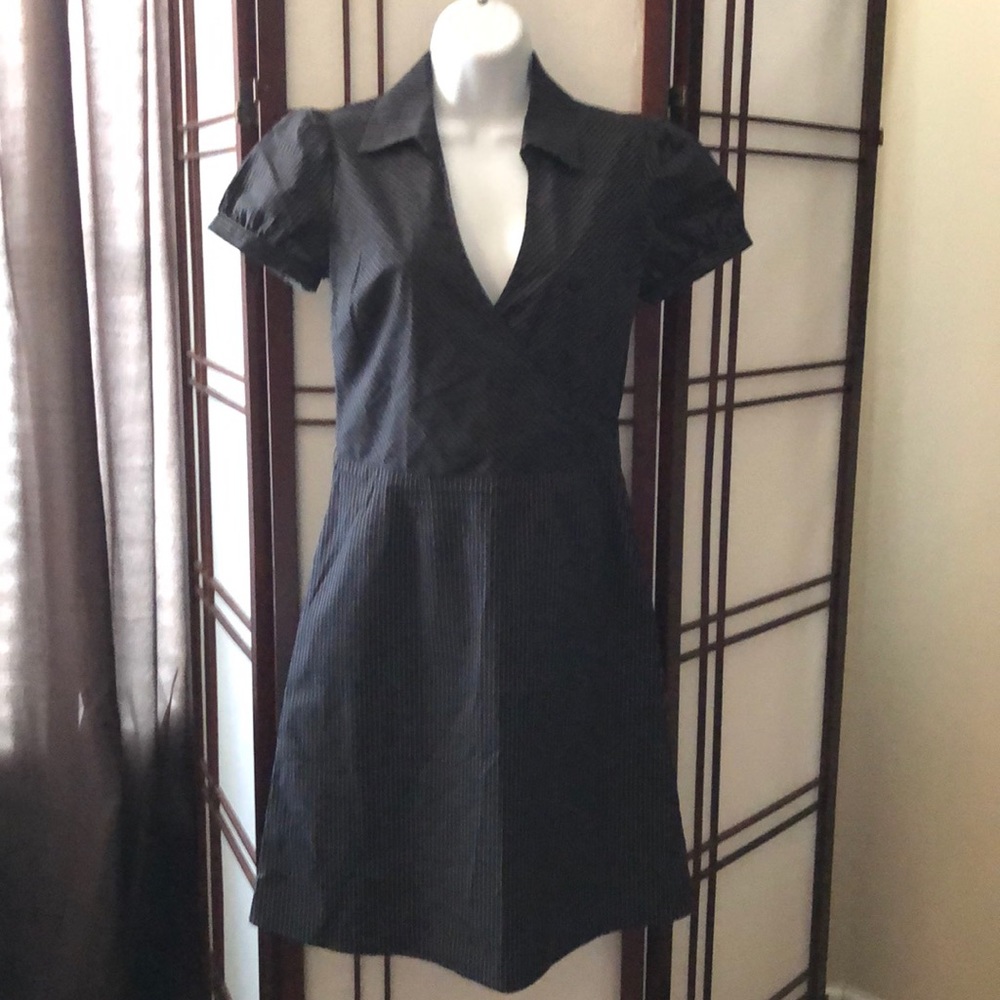 Forever 21 Surplice Pinstripe Shirt Dress